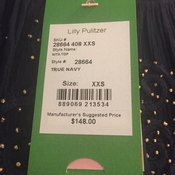 Lilly Pulitzer Nita Top True Navy XXS - Picture 2 of 5